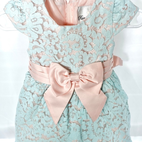 Baby Girls Rare Editions Metallic Lace Cap Sleeve Dress 6-9 Months - Picture 5 of 11